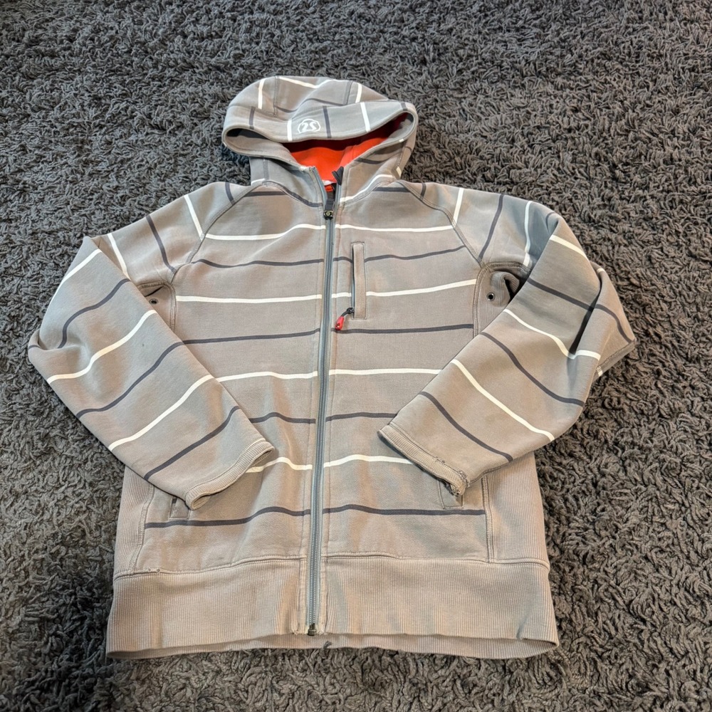 Lululemon Mens Striped Scuba Full Zip Hoodie Athleisure Outdoor Casual Comfy